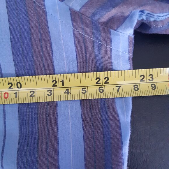 Claiborne by John Bartlett SZ M Blue Stiped Long Sleeve Men's Cotton Shirt - Picture 11 of 14